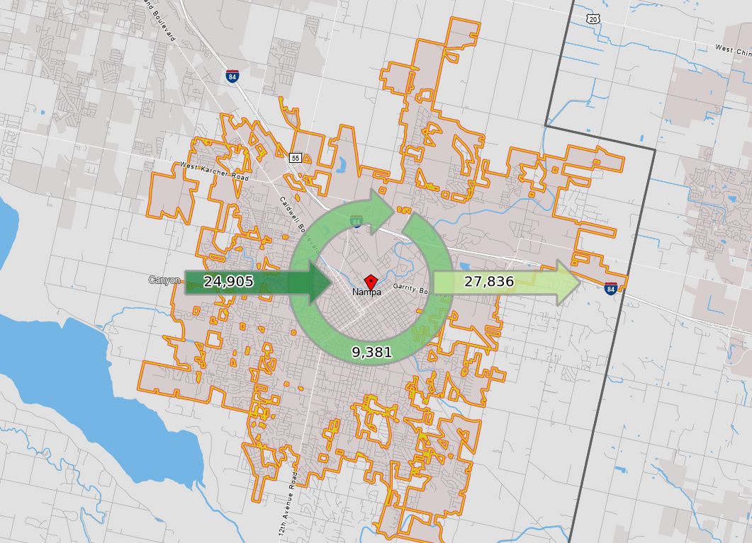 Nampa inflow/outflow jobs 2017